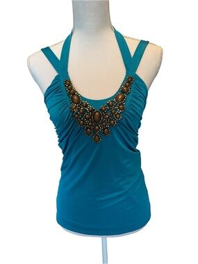 Early 90s Vintage Cache Embellished Halter Top